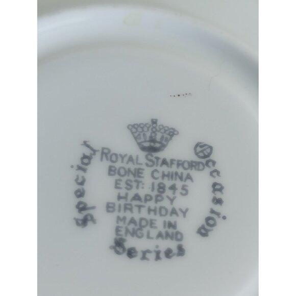 Royal Stafford Porcelain Cup & Saucer Special Occasion Series Happy Birthday - Picture 12 of 16